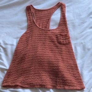Salmon colored tank top with knit design